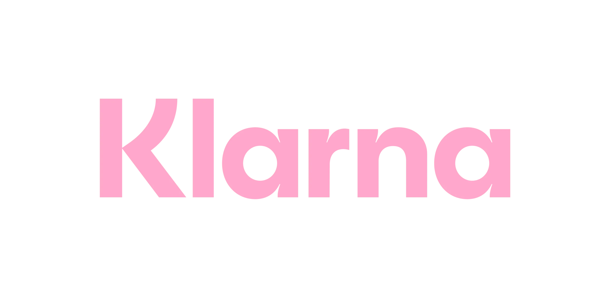 Bilden visar Klarnas logotyp i rosa text på en genomskinlig bakgrund, som framhäver deras olika utbud, från hårprodukter för kvinna till essentials for man.